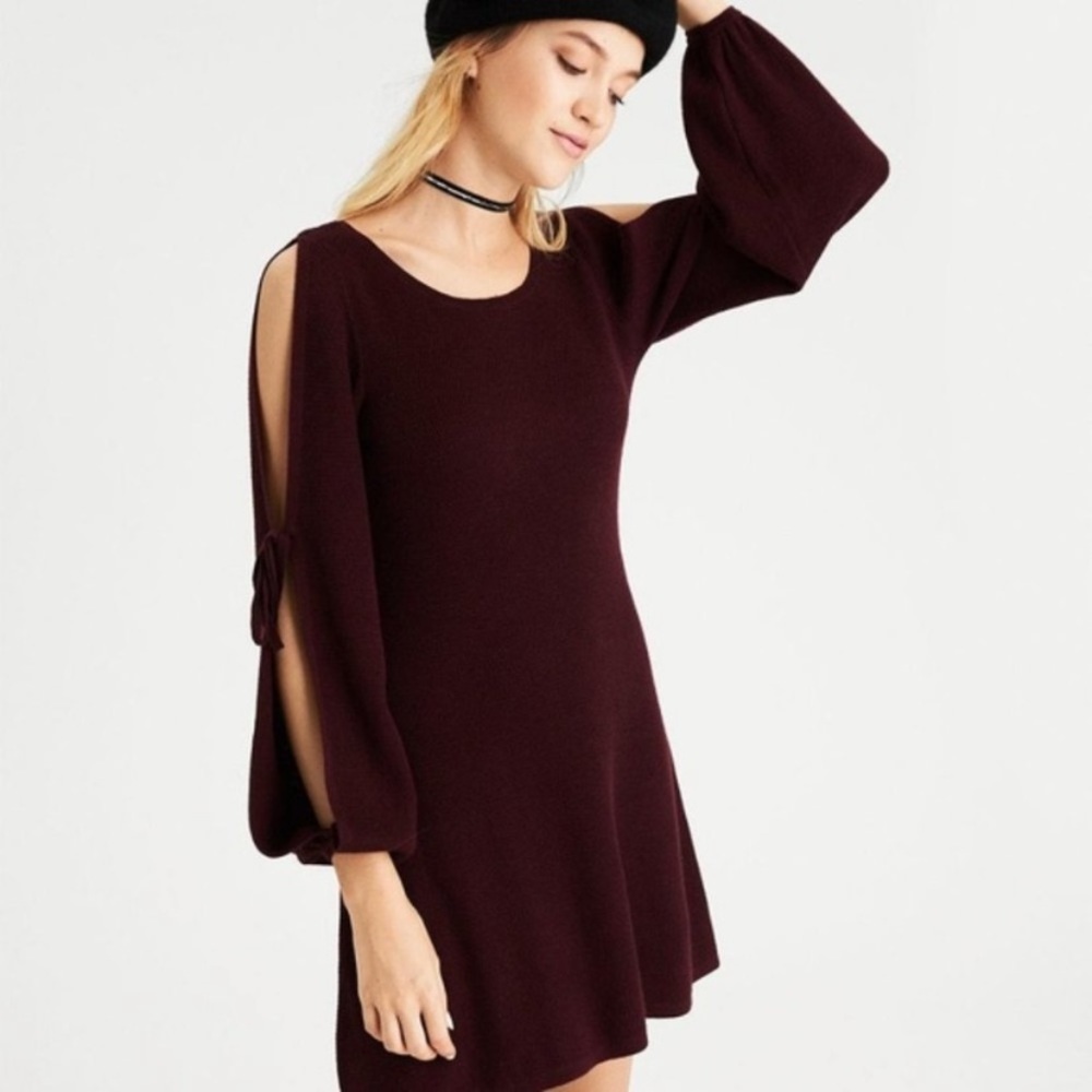 Elegant Burgundy Women's Dress